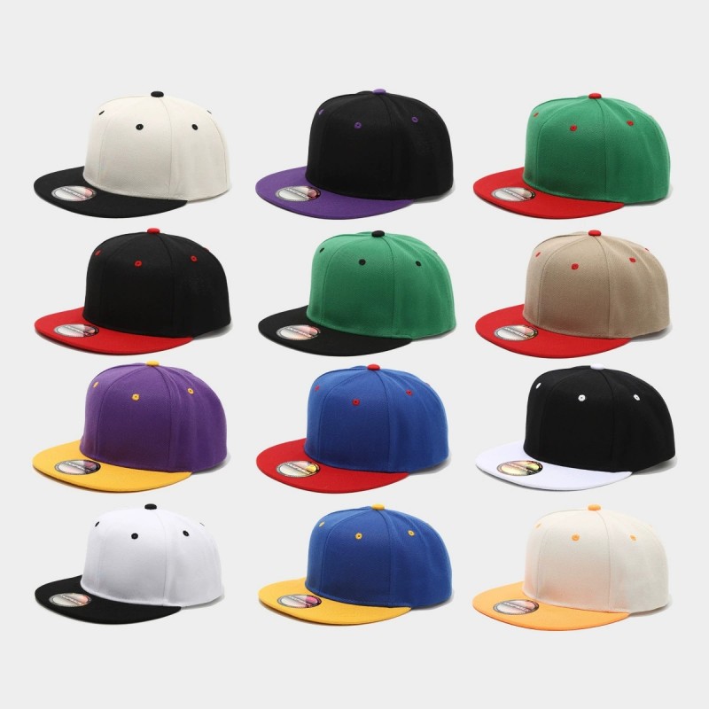 Snapback Hat Flat - Two-Tone Color-Blocking Hip-Hop Hat for Men