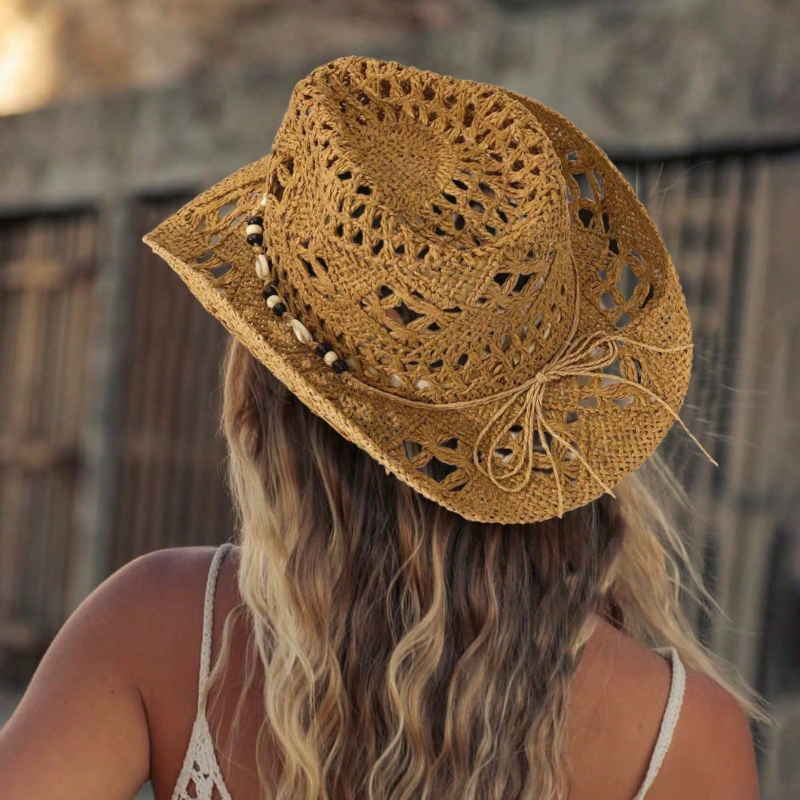 1pc Boho Shell Hollow Out Stra - Cowboy Hat Straw incelemesi ve fiyatı