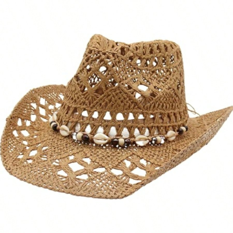 1pc Boho Shell Hollow Out Stra - Cowboy Hat Straw incelemesi ve fiyatı