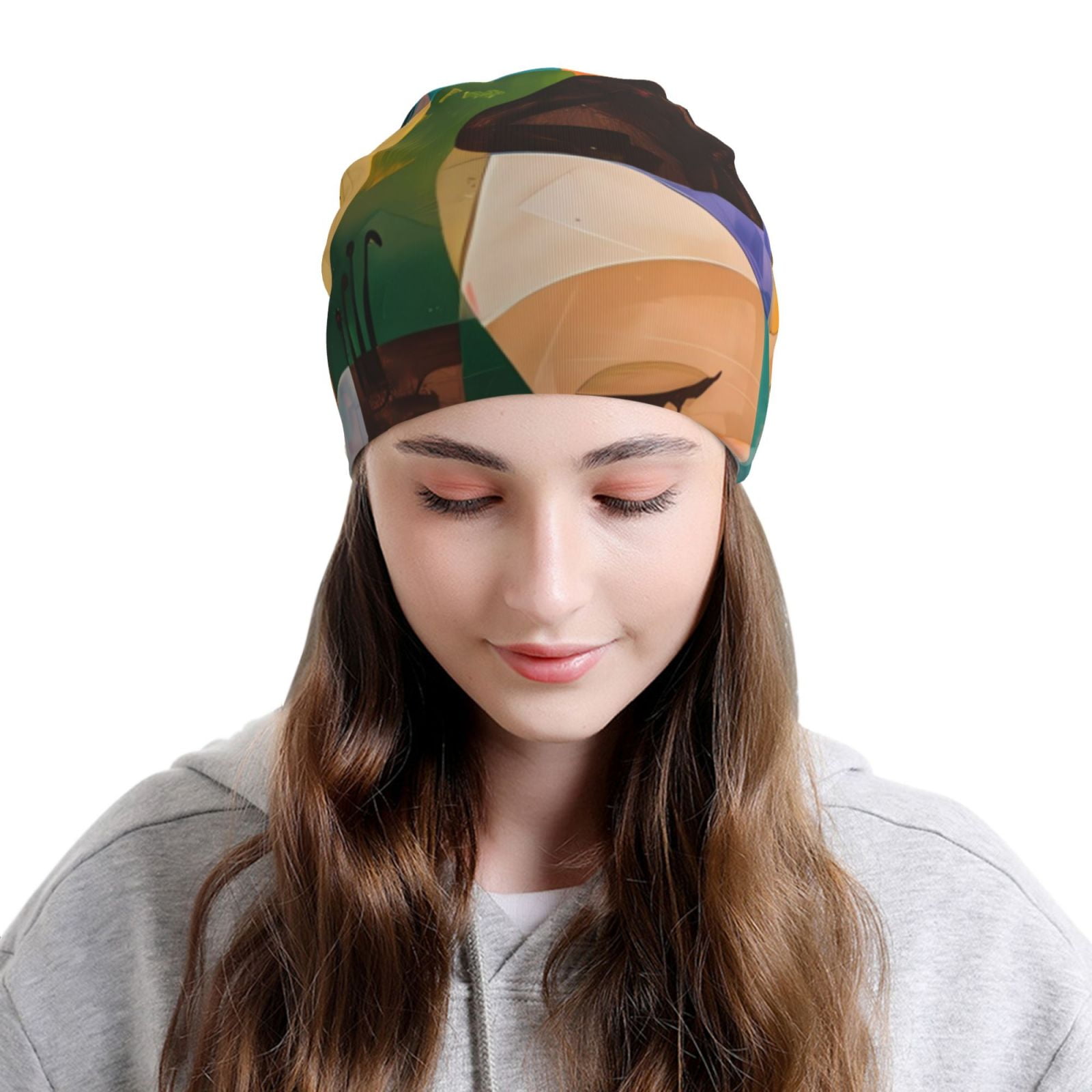 Abstract Musical Faces Printed - Beanie Cuffed Knit incelemesi ve fiyatı