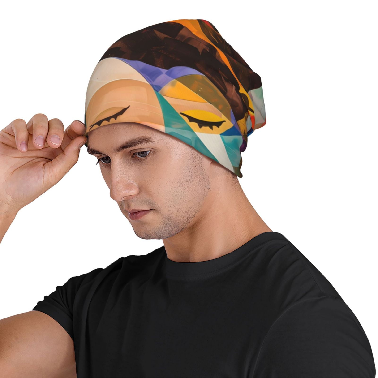 Abstract Musical Faces Printed - Beanie Cuffed Knit incelemesi ve fiyatı