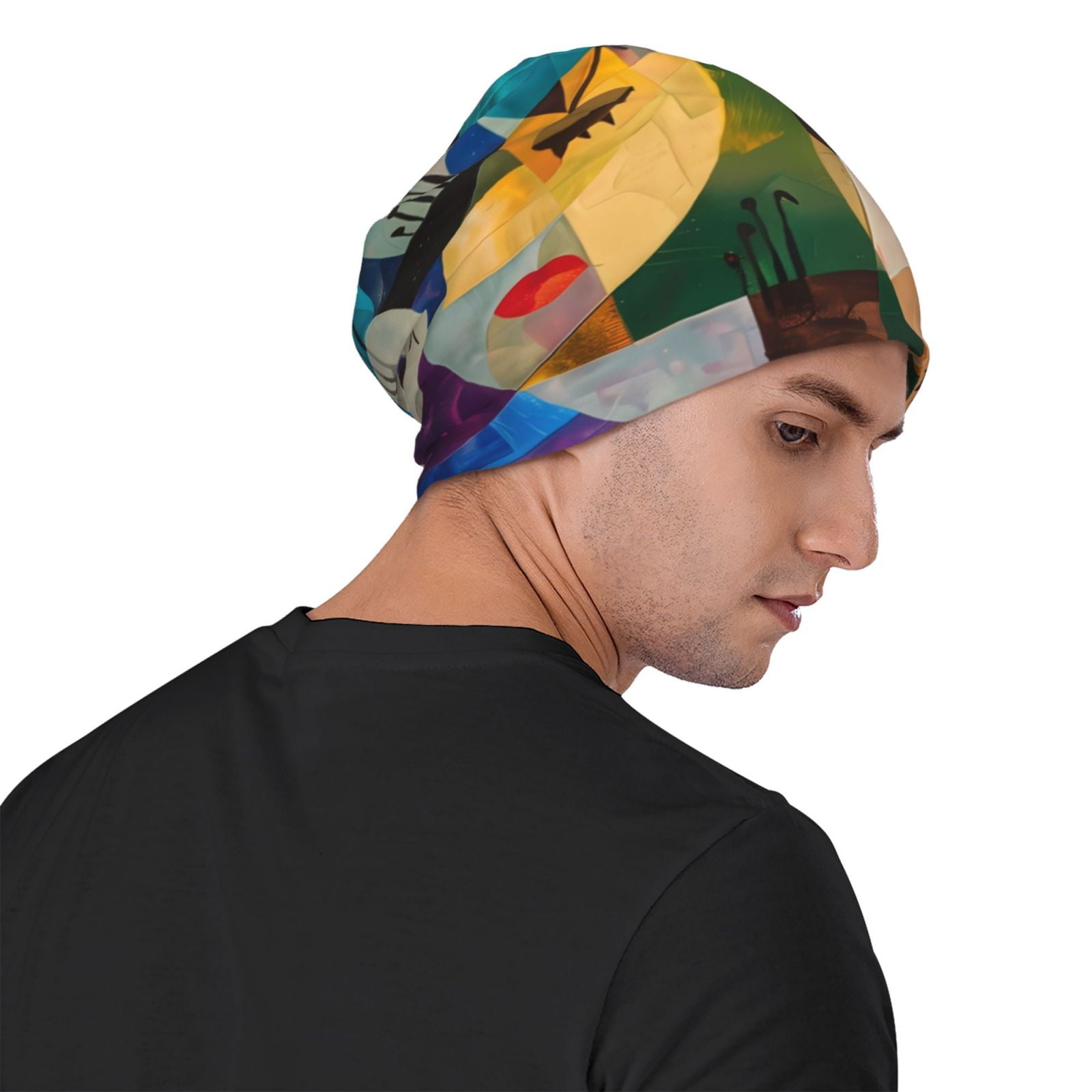 Abstract Musical Faces Printed - Beanie Cuffed Knit incelemesi ve fiyatı