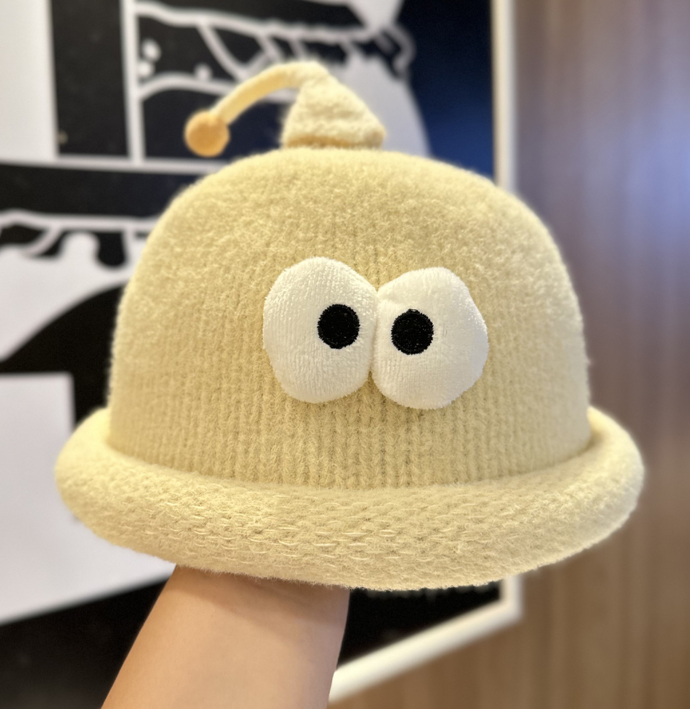 Playful Big-Eyed Garlic Knitte - Beanie Cuffed Knit incelemesi ve fiyatı