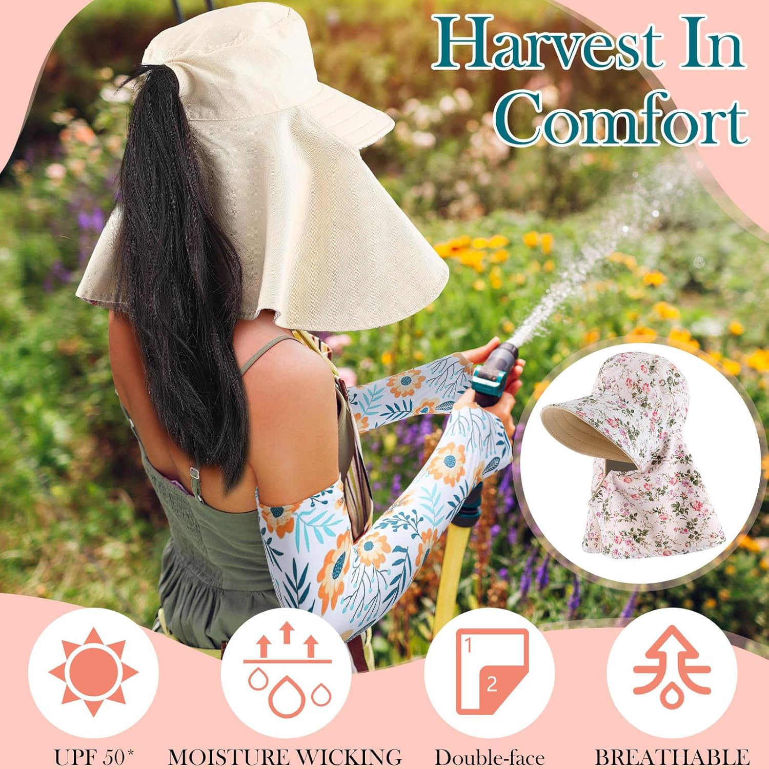 2 Pcs Floral Garden Hat for Wo - Sun Hat Wide Brim incelemesi ve fiyatı