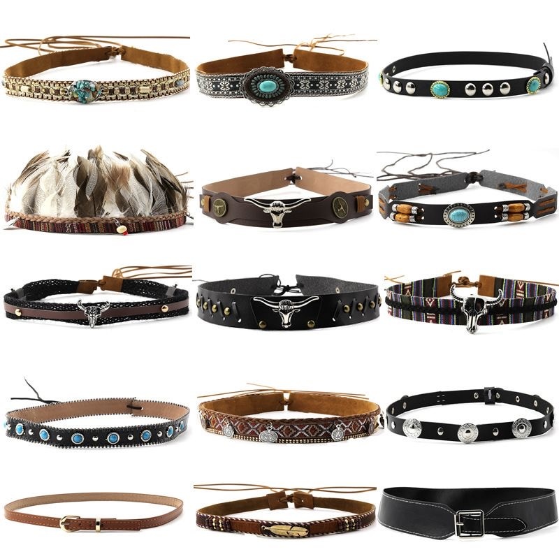 Retro Ethnic Style Belt, Headb - Cowboy Hat Straw incelemesi ve fiyatı