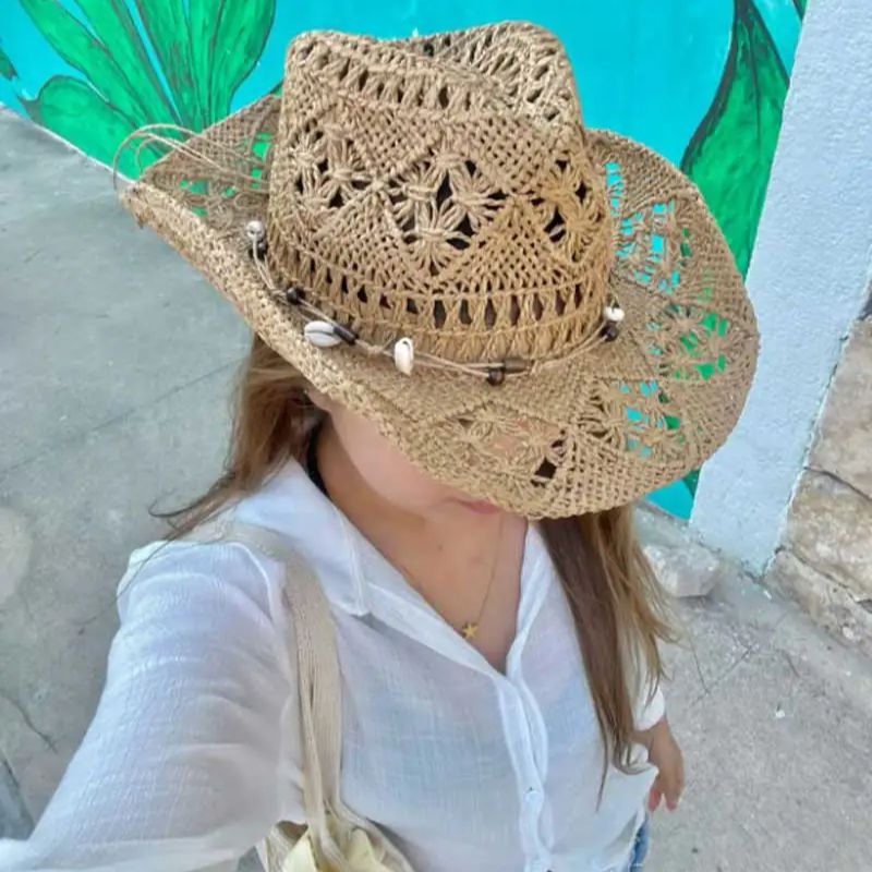 Summer Straw Hat Beach Women M - Cowboy Hat Straw incelemesi ve fiyatı