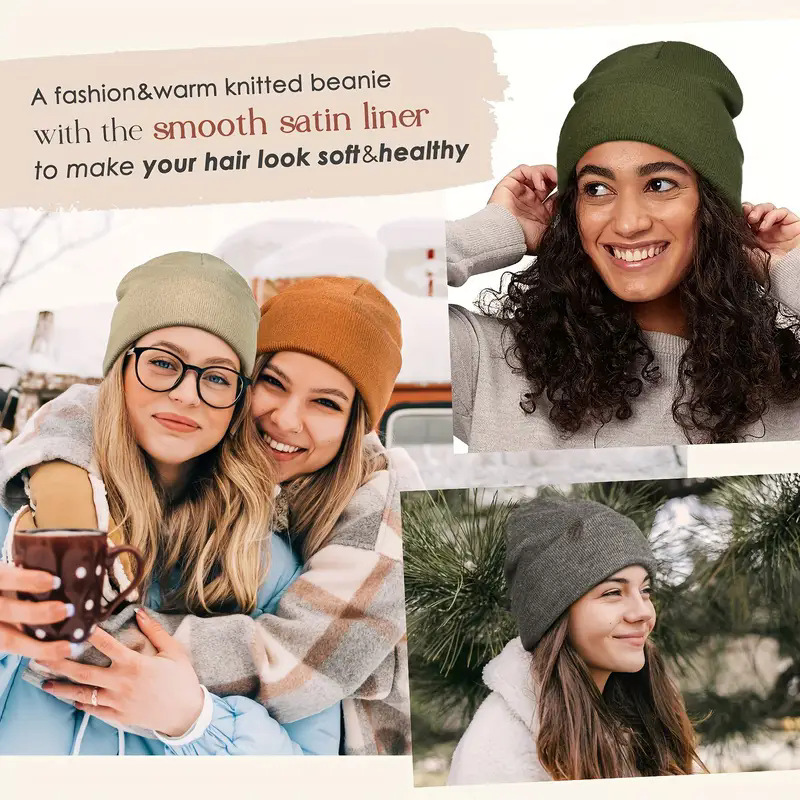 Unisex Satin Lined Anti Static - Beanie Cuffed Knit incelemesi ve fiyatı