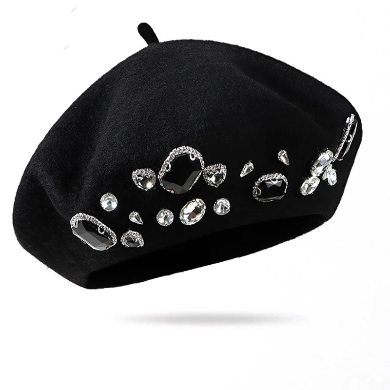 French Beret Thick Rhinestone  - Beret French Wool incelemesi ve fiyatı