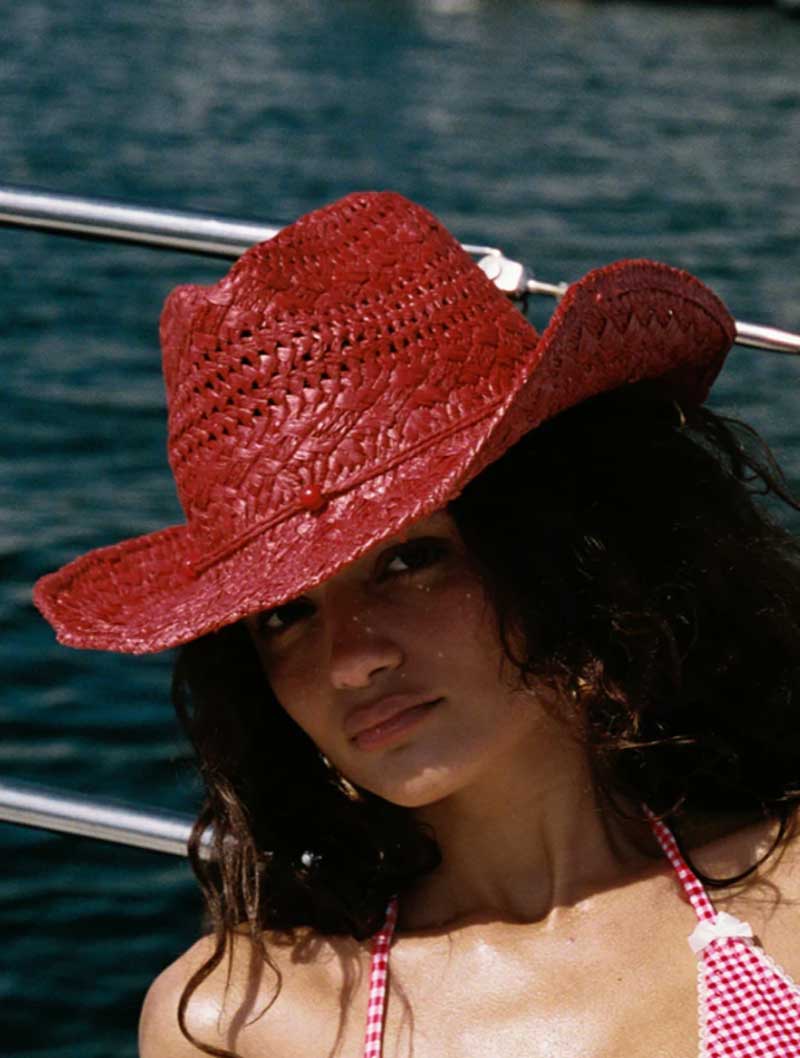 Cowboy hat red hand-painted su - Cowboy Hat Straw incelemesi ve fiyatı