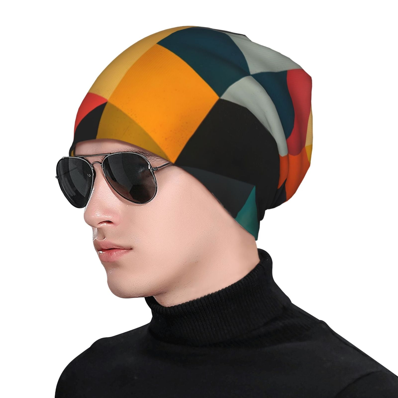 Geometric Cube Pattern Art Pri - Beanie Cuffed Knit incelemesi ve fiyatı