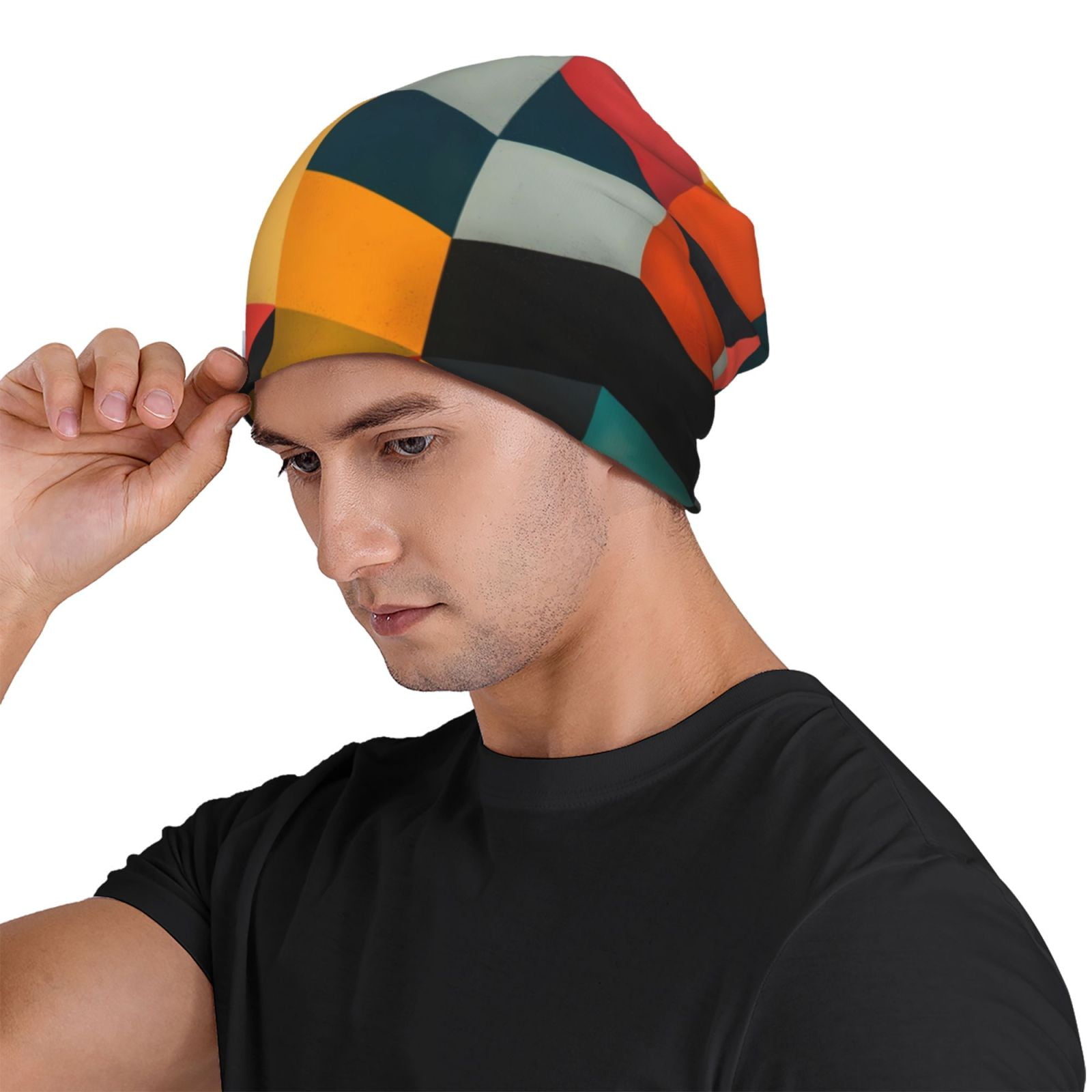 Geometric Cube Pattern Art Pri - Beanie Cuffed Knit incelemesi ve fiyatı