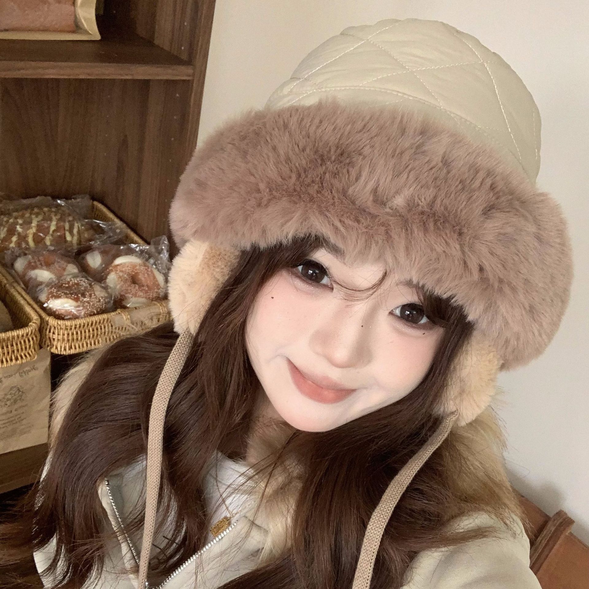 Women's Winter Quilted Faux Fu - Trapper Hat Ear Flap incelemesi ve fiyatı