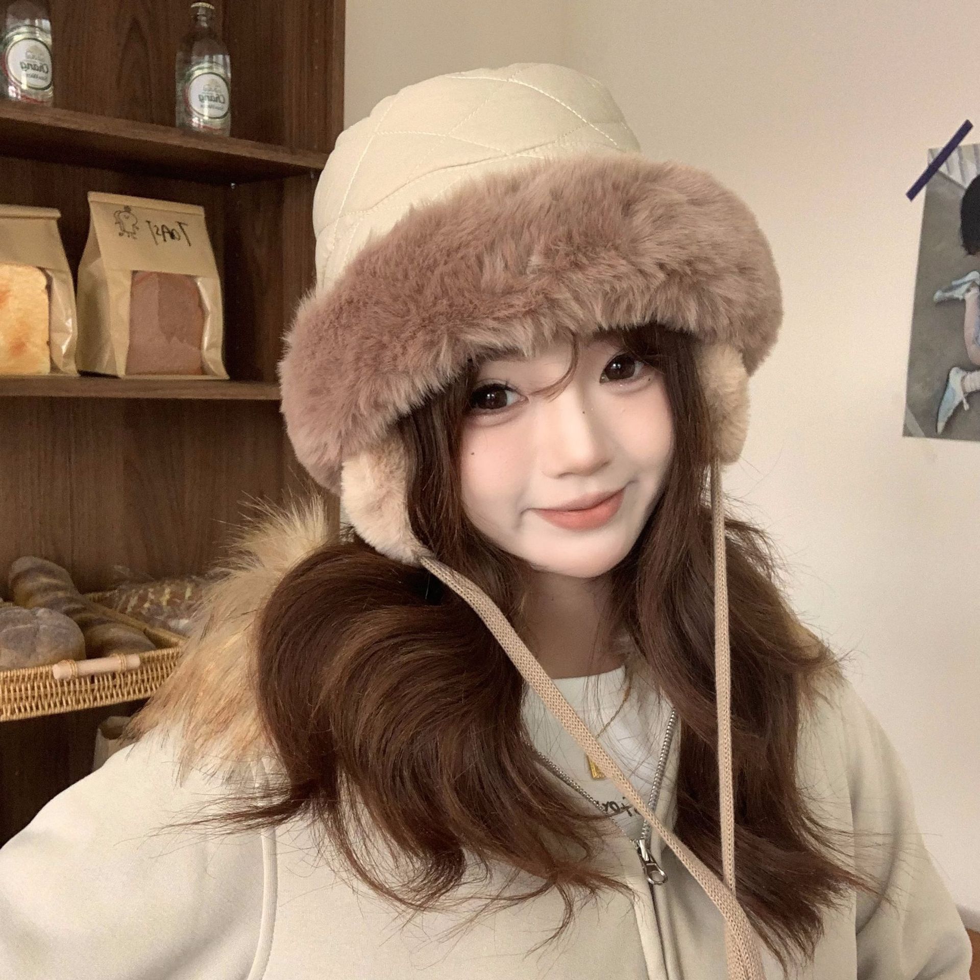 Women's Winter Quilted Faux Fu - Trapper Hat Ear Flap incelemesi ve fiyatı
