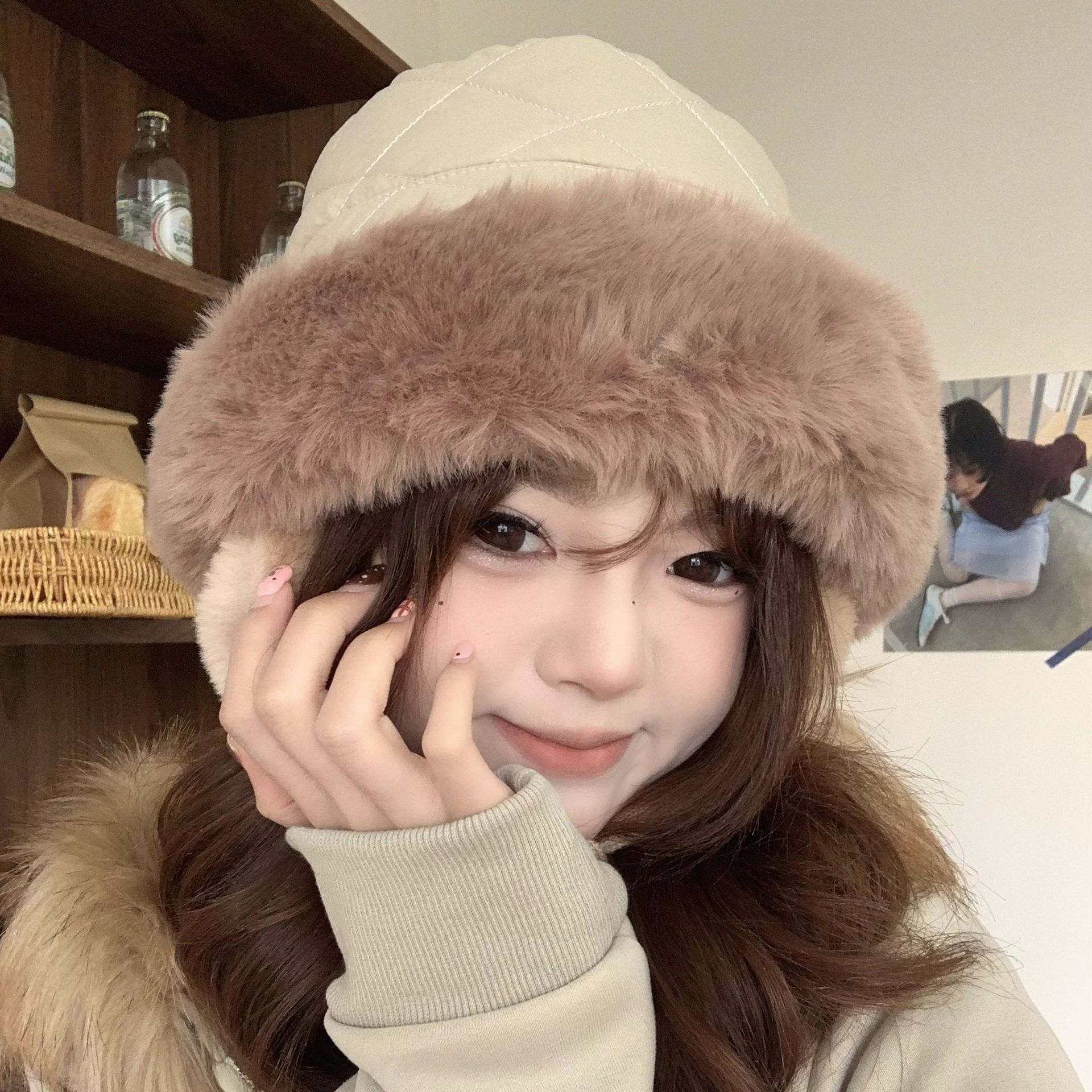 Women's Winter Quilted Faux Fu - Trapper Hat Ear Flap incelemesi ve fiyatı