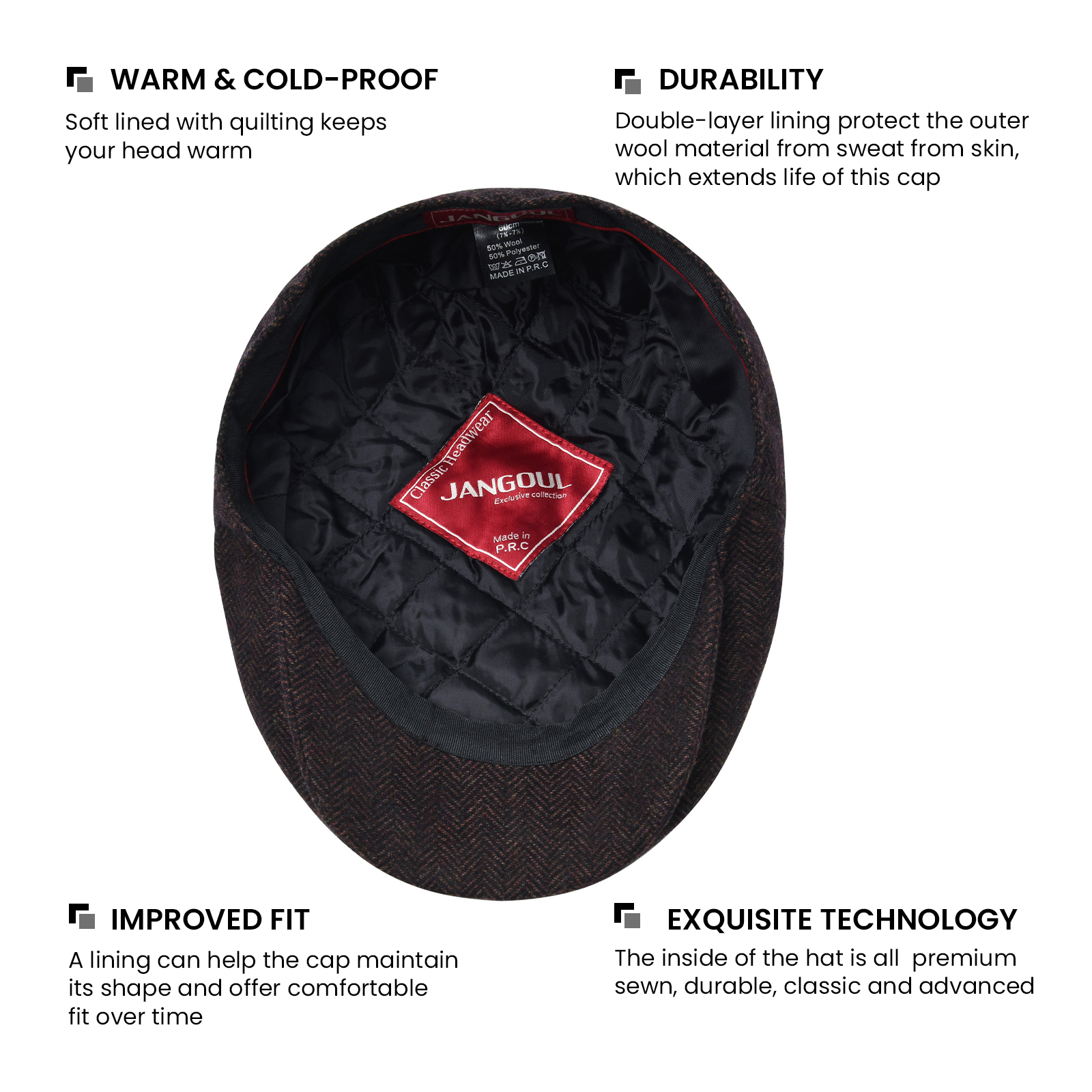 JANGOUL Herringbone Flat Ivy N - Newsboy Cap Ivy incelemesi ve fiyatı