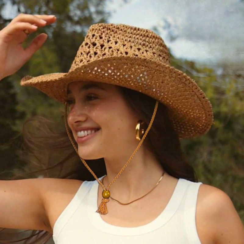 Summer Beach Sunscreen Panama  - Cowboy Hat Straw incelemesi ve fiyatı
