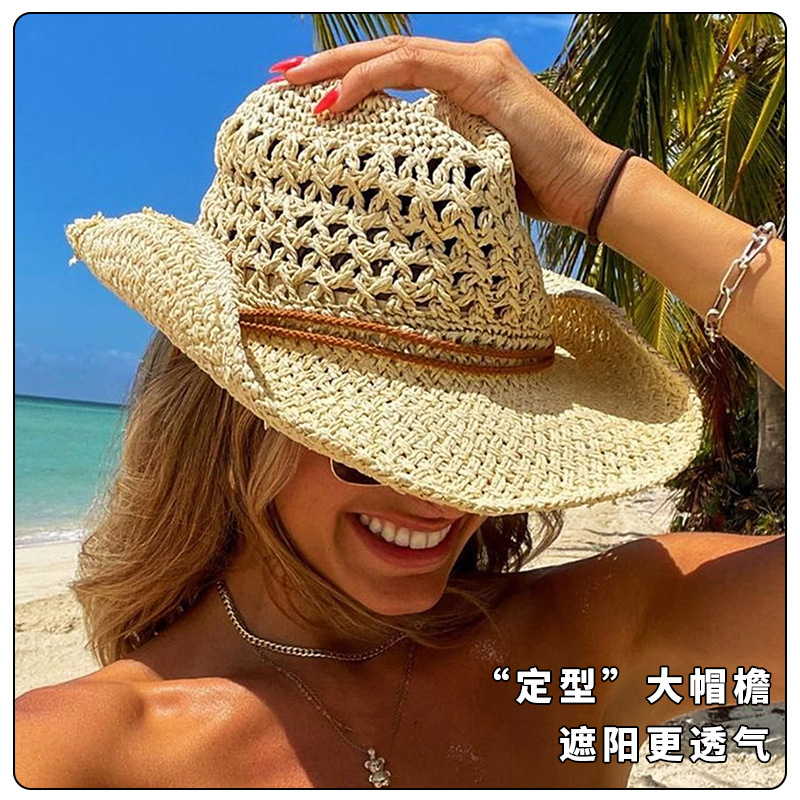 Summer Beach Sunscreen Panama  - Cowboy Hat Straw incelemesi ve fiyatı