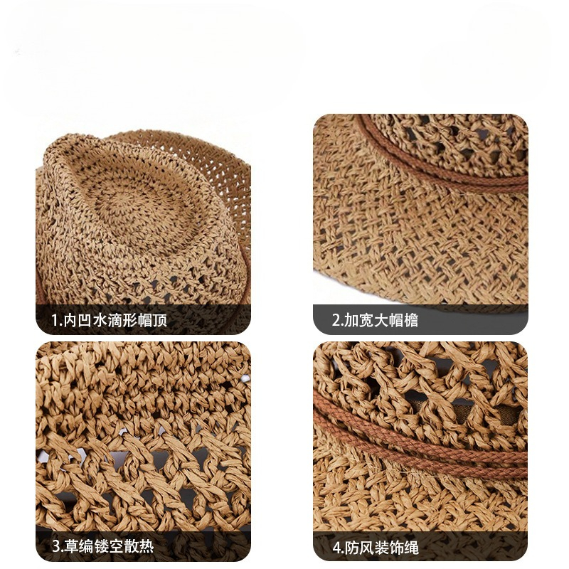 Summer Beach Sunscreen Panama  - Cowboy Hat Straw incelemesi ve fiyatı